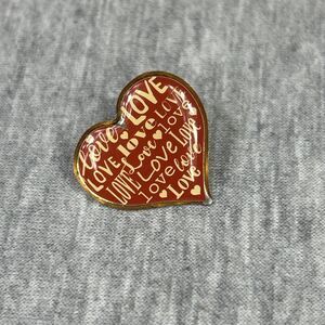 RED HEART LAPEL PIN 1”  Tiny Cute “LOVE” Lapel Hat Tie Tack Badge Valentines Day